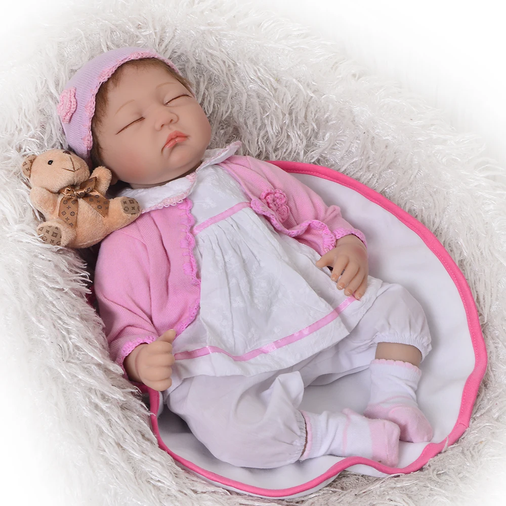 

Cute Asleep Girls Toys 22'' Dolls Reborn Babies Soft Silicone Vinyl Boneca Reborn Princess Girl Doll Birthday Gifts For Children