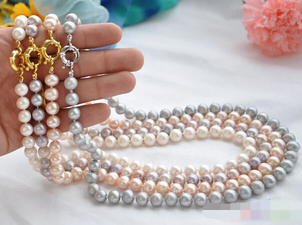 08219 круглый пресной воды жемчужное ожерелье 4 шт.|pearl nuggets|pearl likenecklace frog |