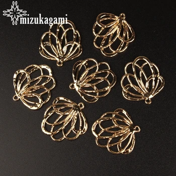 

28mm 10pcs/lot Gold Metal Zinc Alloy Charms Hollow Flowers Shape Charms Connector For Necklace Earrings Accessories