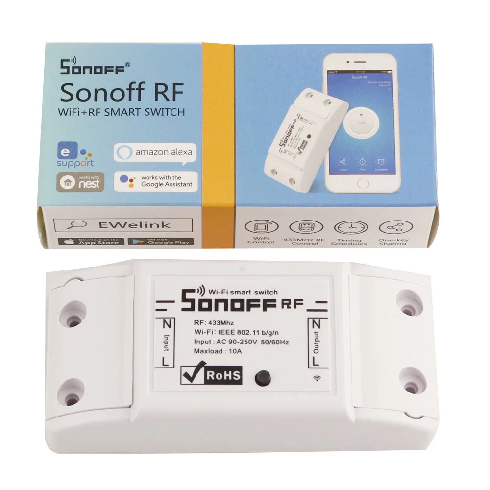 Sonoff RF WiFi умный переключатель для дома с радиочастотным приемником пульт дистанционного управления умные переключатели синхронизации 433 МГц RF AC 250 В 10A беспроводные управляющие устройства