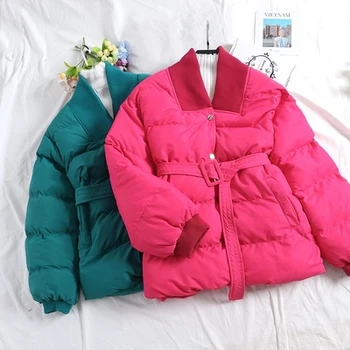 

Loose Coat Hooded Down Jacket Female Short Newest Coat Thick Fashion Coat With Pocket 2018 Winter New Style For College Students