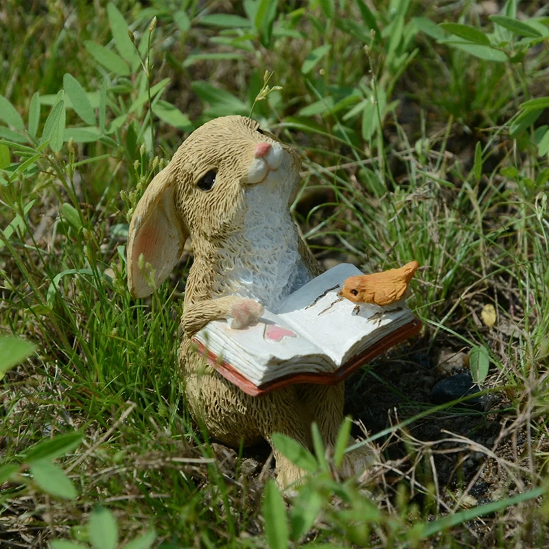 

Cute Bunny Rabbit Statue Collection Decoration Ornament Country Style Garden Landscape Ornament Creative Funny Birthday Gift