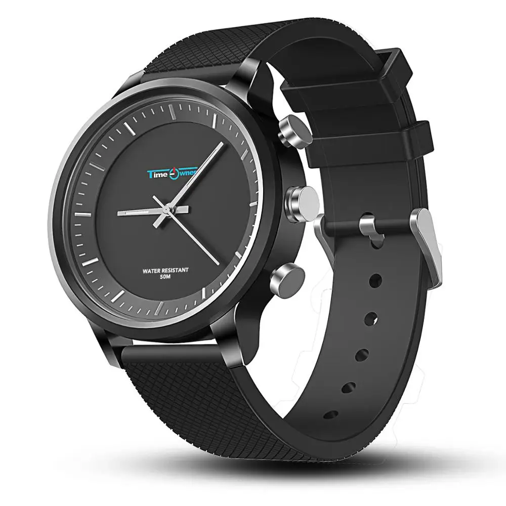 Умные часы TimeOwner, 5 АТМ, водонепроницаемые, SOS, делятся местоположением, 2 года в режиме ожидания, шагомер, монитор сна, напоминание, умные часы для мужчин - Цвет: Черный