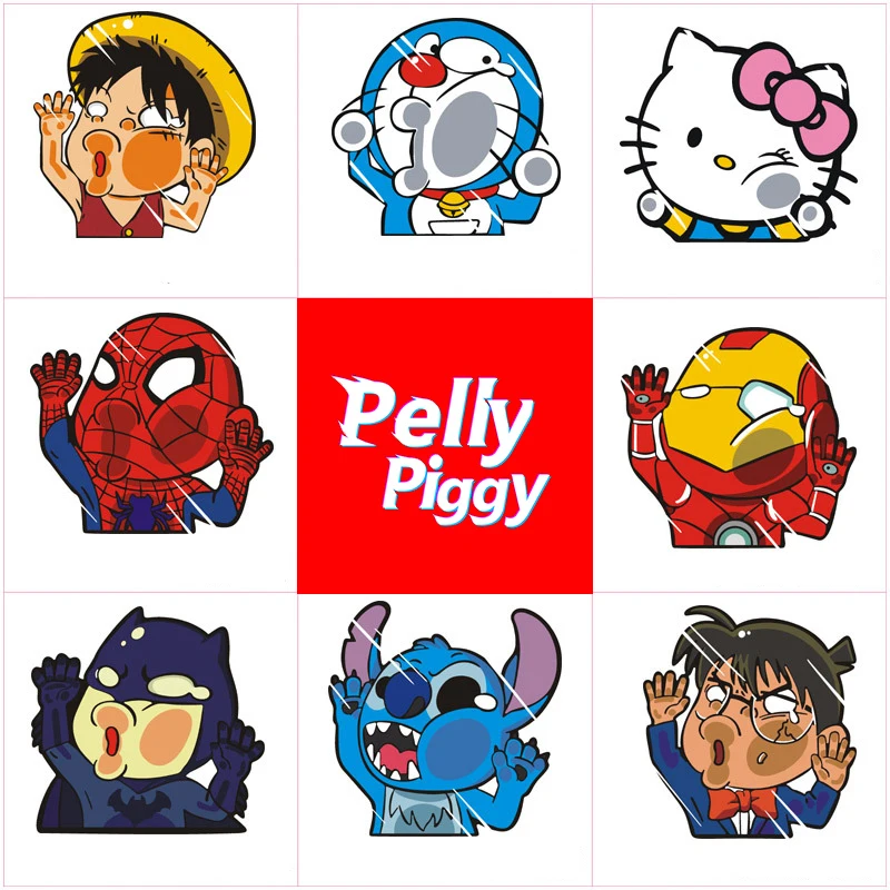 

Funny Car Sticker Cartoon Image Hit the glass Lovely Car Styling Decoration Sticker Superman Stitch Ironman Batman Doraemon Deca