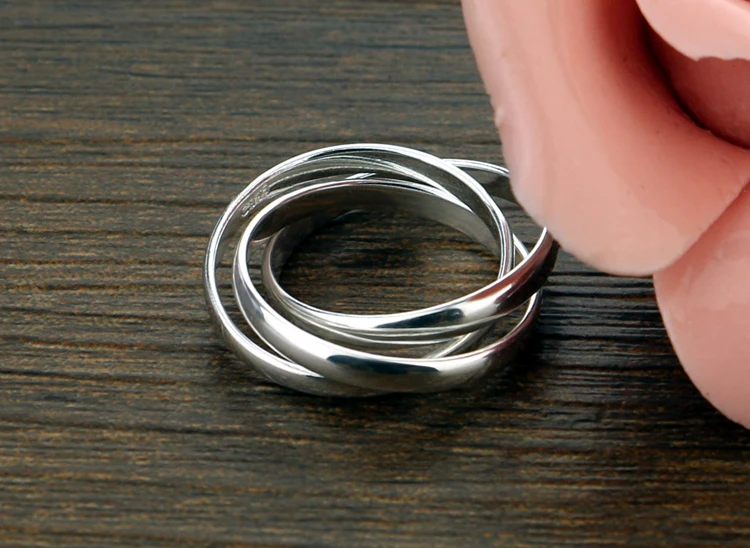 Кольцо из стерлингового серебра, 3 кольца, комбинированное кольцо, 925 серебряное кольцо, размер 6-11 для женщин
