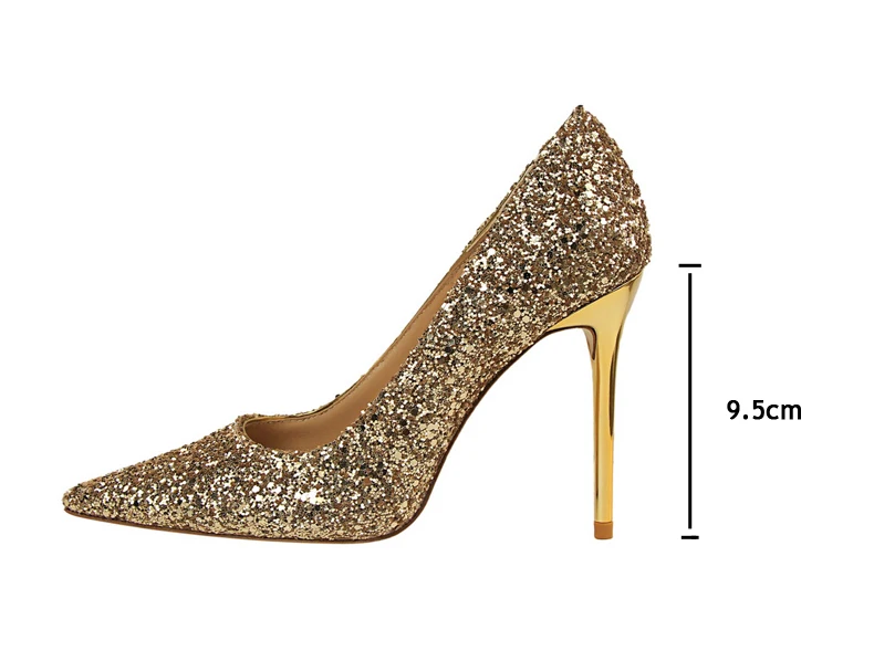 Women's Pumps Womens High Heel Shoes' Party Thin Heels Women High Heel Shoes In Glitter 2018 Hot Women Pumps Shoes Big Size 8 (10)