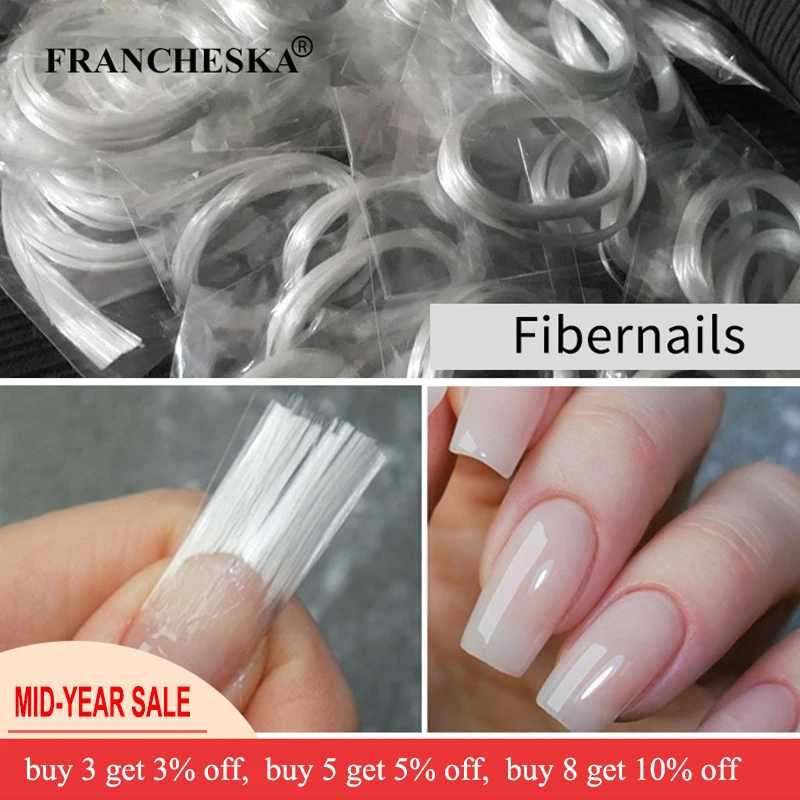 Гвозди из стекловолокна Fibernails с гелем для наращивания волокна для маникюра, салонов акриловых форм, 2 м/1,5 м/1 м/0,5 м, комплект из стекловолокна