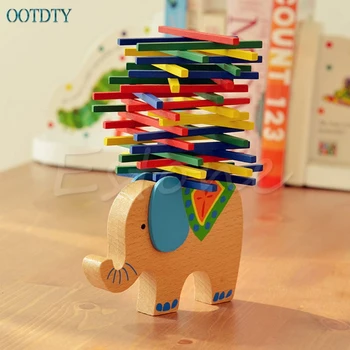 

Baby Toys Educational Elephant Camel Balancing Blocks Wooden Toys Beech Wood Balance Game Montessori Blocks #330