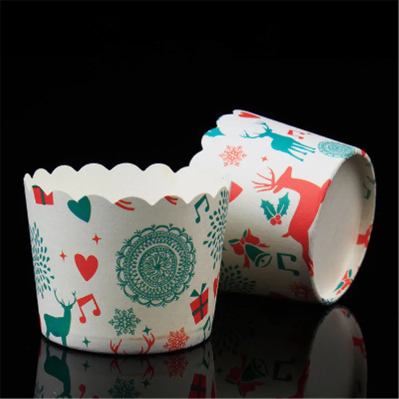 

50pcs Elk Deer Muffin Cupcake Paper Cup Cake Forms Cupcake Liner Baking Muffin Box Cup Case Party Tray Cake Mold Decorating Tool