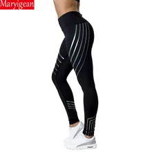 Maryigean фитнес узкие Женские легинсы Высокая талия эластичные леггинсы с принтом Женские Светоотражающие леггинсы размера плюс брюки