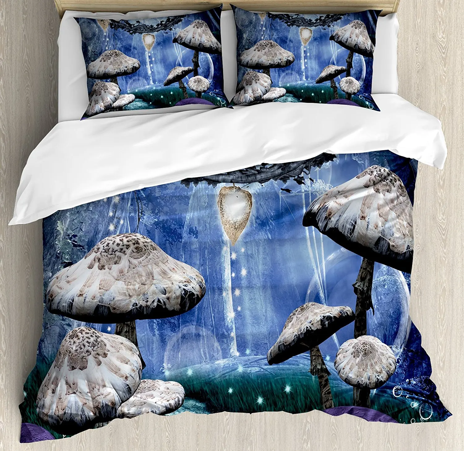 Trippy Duvet Cover Set Abstract Dreamlike Forest Scenery At Night