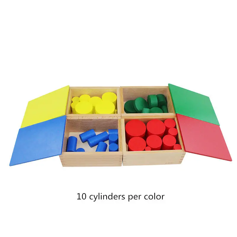  Montessori Baby Toys Four Colored Cylinder Set Sensory Toys Early Education Teaching Aids