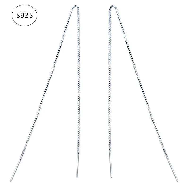 

SRCOI Minimalist Style 925 Sterling Silver Long Chain Earrings For Women Jewelry Ear Thread Earring Simple Silver Earrings