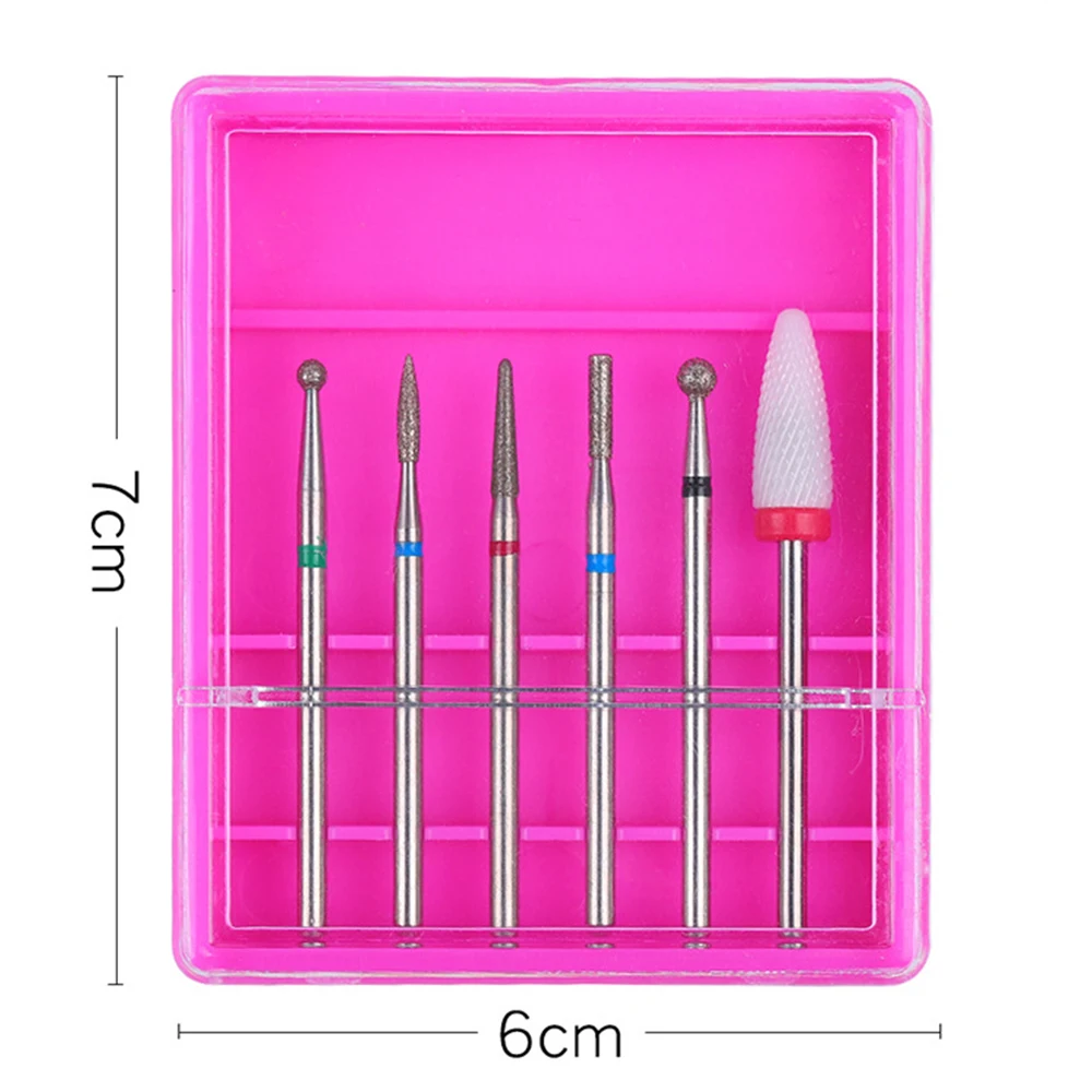 6pcs Ceramic Diamond Nail Drill Mix Bits Set Milling Cutter for Manicure Machine Cuticle Gel Remover Pedicure Cutters Nail Art