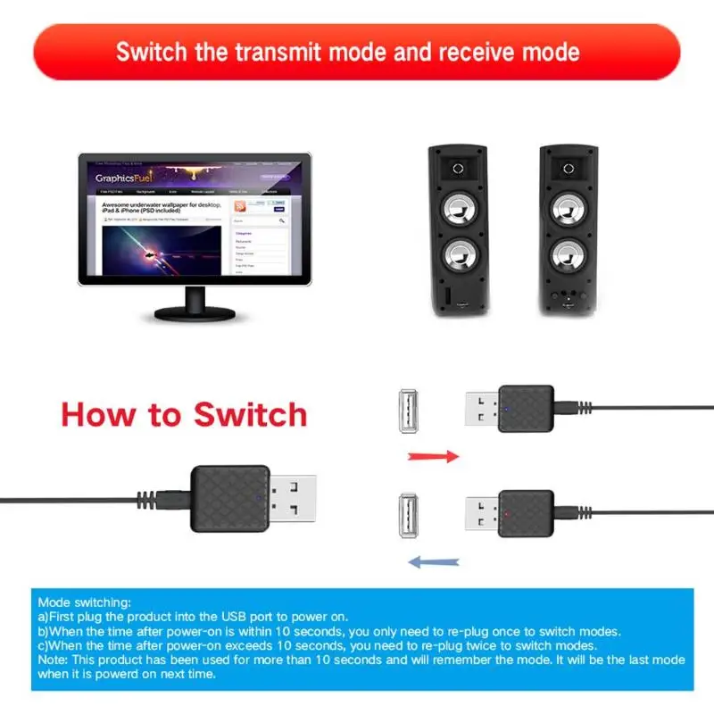 KN322 беспроводной bluetooth-приемник передатчик ключ стерео аудио Музыка 3,5 мм Aux USB BT 5,0 адаптер для компьютера динамик MP3