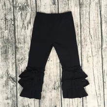 Хлопковые штаны с тройной оборкой, штаны для маленьких девочек, вязаная одежда с рюшами,, детская одежда