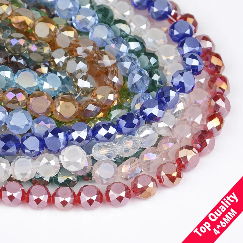 

Bread Shape Austrian Crystal Beads 100pcs 4*6mm Matte Glass Flat Round Loose Beads for Jewelry Making Bracelet Accessories