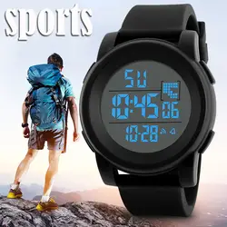 Мужские спортивные часы светодиодный, аналоговый, цифровой наручные часы водонепроницаемые 5Bar акриловая датная сигнализация светящийся