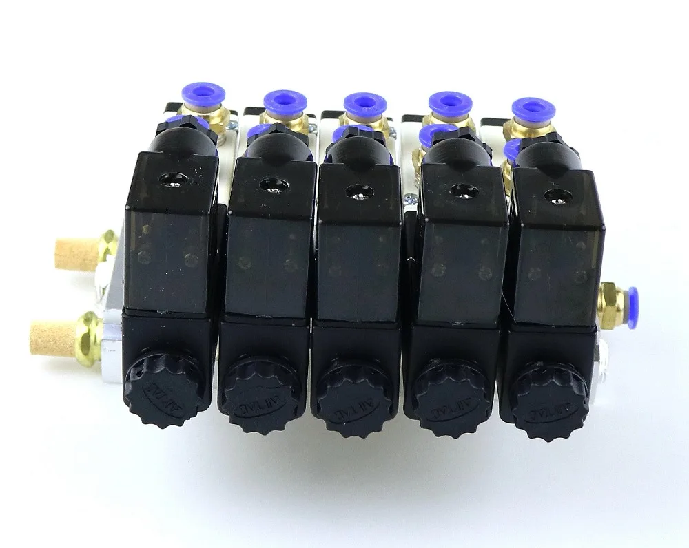 Kaufen 4V210 08 DC 12 V Fünfbett Magnetventil 6mm Anschlüsse Schalldämpfer Basis Set 6 02
