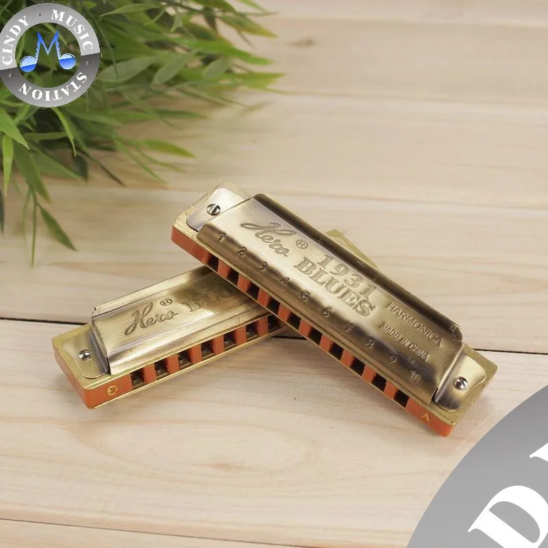 Губная гармошка HERO M1205 бронзовая с 10 отверстиями|blues harmonica|mini harmonicadiatonic harmonica |