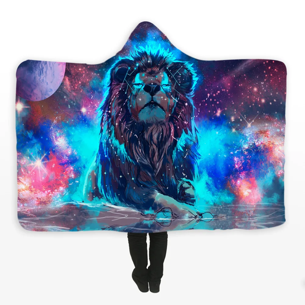 

Hooded Blanket for Beds Warm Wearable Soft Fleece Throw Blankets Hoodie Blanket Travel Mantle Customizable Pattern