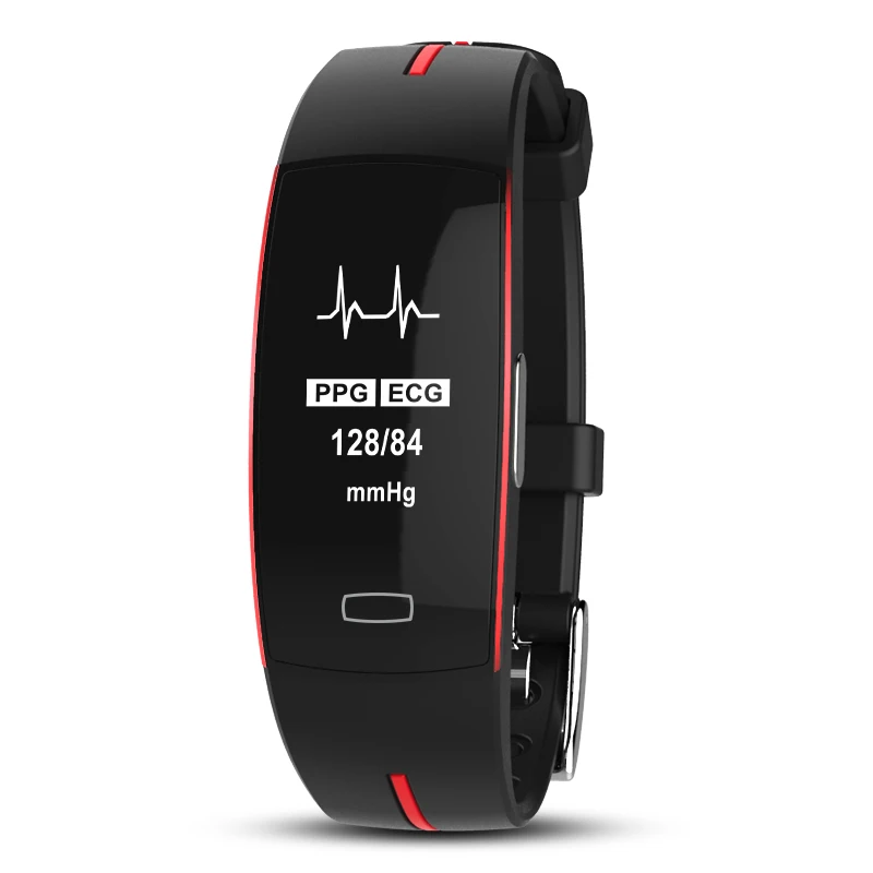 Ataliqi умный Браслет, измеритель артериального давления ЭКГ+ PPG, спортивный шагомер, трекер сердечного ритма, браслет, фитнес-трекер, Smartband - Цвет: Red