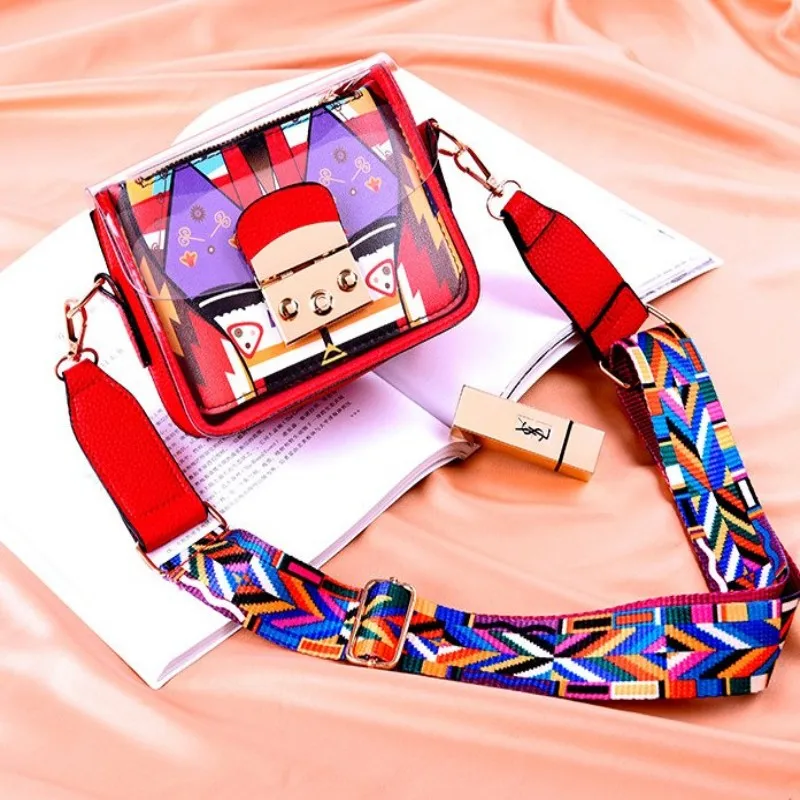 

2019 New Fashion Ladies Bag Small Clear Brand Designer Woman Messenger Bag Shoulder Packet Female Transparent Square PU Handbag