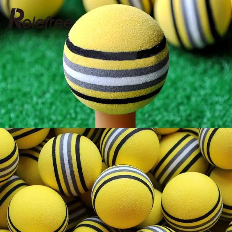 Relefree 50Pcs Yellow EVA Foam Golf Balls Practice Light Indoor Outdoor Golf Training Aid Sports