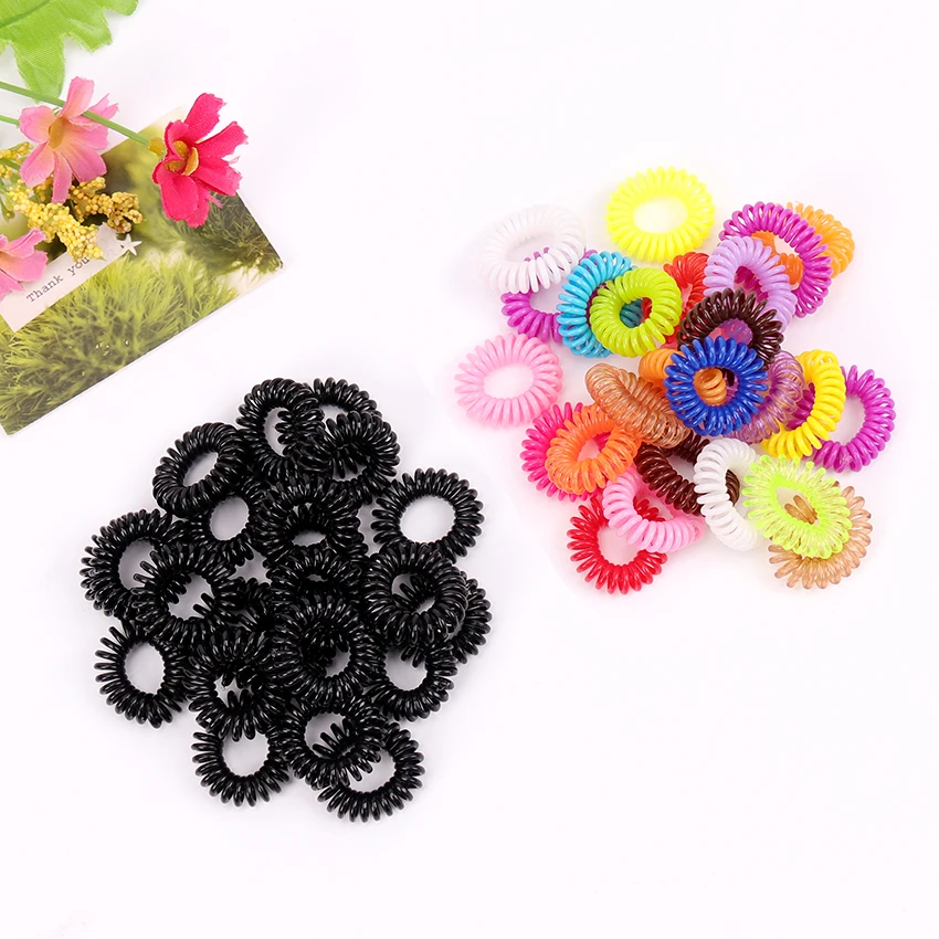 designer hair clips 10PCS Candy Colored Telephone Line Hair Ring Spring Rubber Band Hair Band Tie Braids Bind Tool Hairstyle Hair Accessories head accessories female