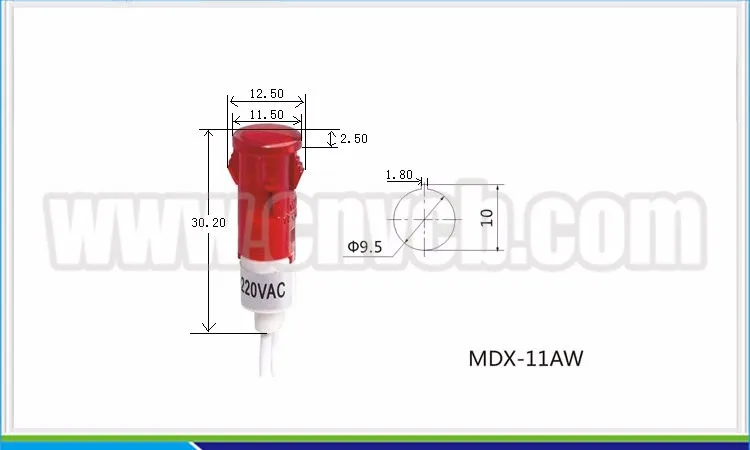 Abbeycon 10 мм зеленый цвет красный, желтый 3 вида цветов объектив индикатор mdx-11aw сигнала руководящих лампа с проводом