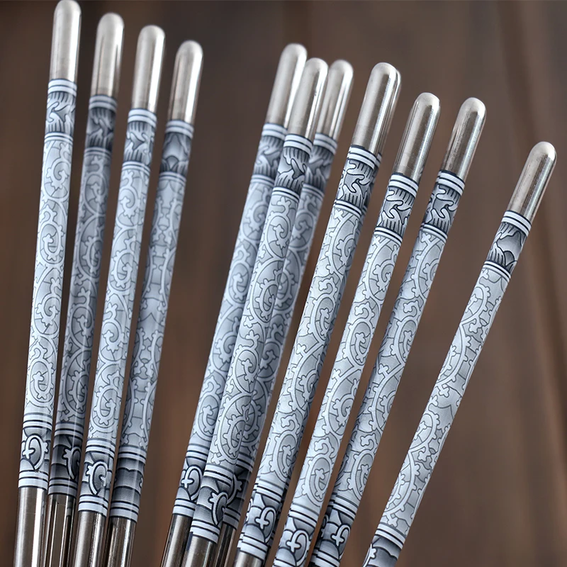 steel chopsticks household items kitchen bar tableware tableware traditional Chinese blue pattern printing