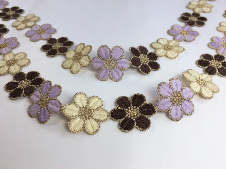 Lace Sewing Supplies Lace Sewing Accessories Colorful Embroidered Small Flowers Motif Guipure Water Soluble Lace Trims DIY Bags Hats Clothes Applique P015