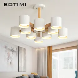 BOTIMI Nordic 220 V Светодиодный Люстра с дистанционным Управление для Гостиная E27 деревянная люстра освещения современная в фойе блеск