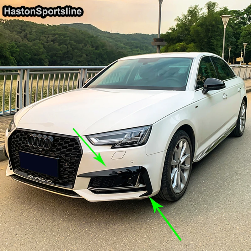

For Audi S4 Sline B9 Modified Black ABS Front Apron Splitter Front Fog Lamp Fin Auto Accessories 2017 2018 2019