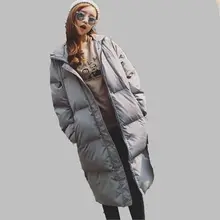 Women Winter Down jacket New Style Jacket Loose Big yards Long sleeve Pure color Hooded Coat Thick Warm Cotton Coat Women G2705