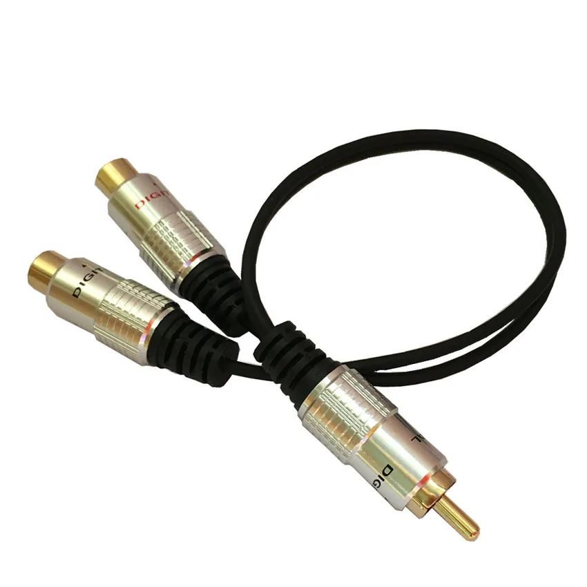 Алюминиевая заглушка 1 RCA штекер 2 гнездо сплиттер стерео аудио Y адаптер 0 25