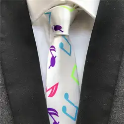 Новое поступление 5 см Галстук Модные узкие белый с красочными нотами галстуки с принтом
