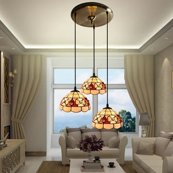 

Tiffany Mediterranean style natural shell pendant lights lustres night light led lamp floor bar home lighting