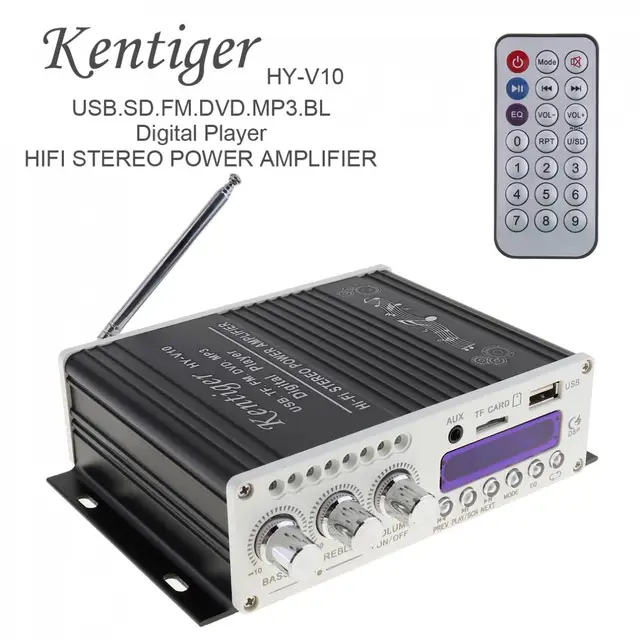 Cheap Kentiger HY-V10 DC 12V 20W x 2 2CH HI-FI Bluetooth Car Audio Power Amplifier FM Radio Player Support SD USB DVD MP3 Input Cheap Kentiger HY-V10 DC 12V 20W x 2 2CH HI-FI Bluetooth Car Audio Power Amplifier FM Radio Player Support SD USB DVD MP3 Input