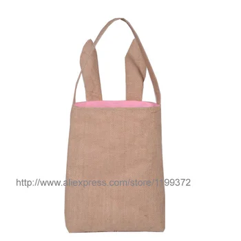 

20pcs Cotton Lined Linen Canvas Easter Gift Bag Rabbit Bunny Ear Shopping Tote Bag Bunny Ears bag Baby Kids