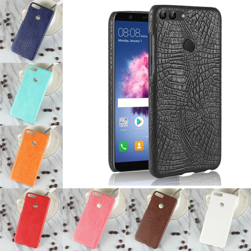

For Huawei P Smart Case Luxury Crocodile PU Leather Skin Hard PC Back Cover protective Phone Case For Huawei Enjoy 7S Enjoy7S