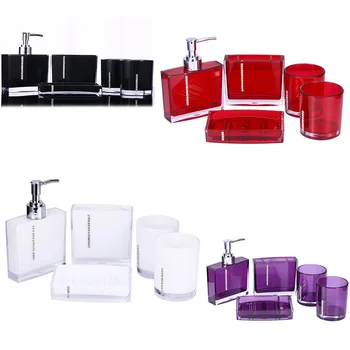 

5pcs Bathroom Accessories Organizer Set Acrylic Toothbrush Holder Soap Dish Wash Set Family Emulsion Soap Dish Wash Cup Set