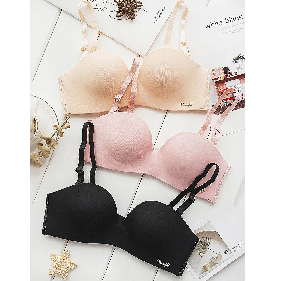 

new sexy fashion half cup gather ladies bra set 1/2 Cup seamless Intimates Push Up bride wedding dress Bra Set girls Underwear
