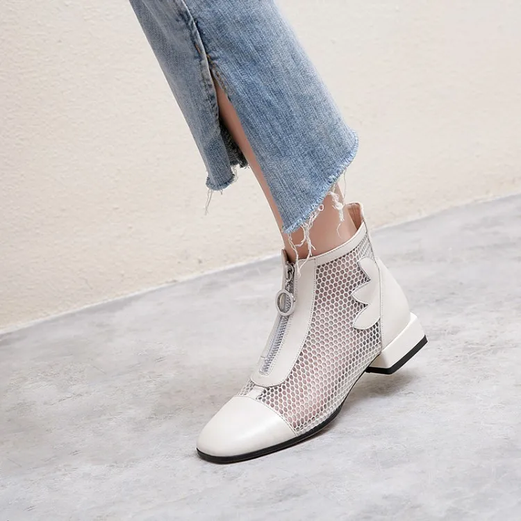 

Rome sandals women Hollow ankle boots mesh shoes summer 2019 new Genuine Leather flat Breathable Women's footwear