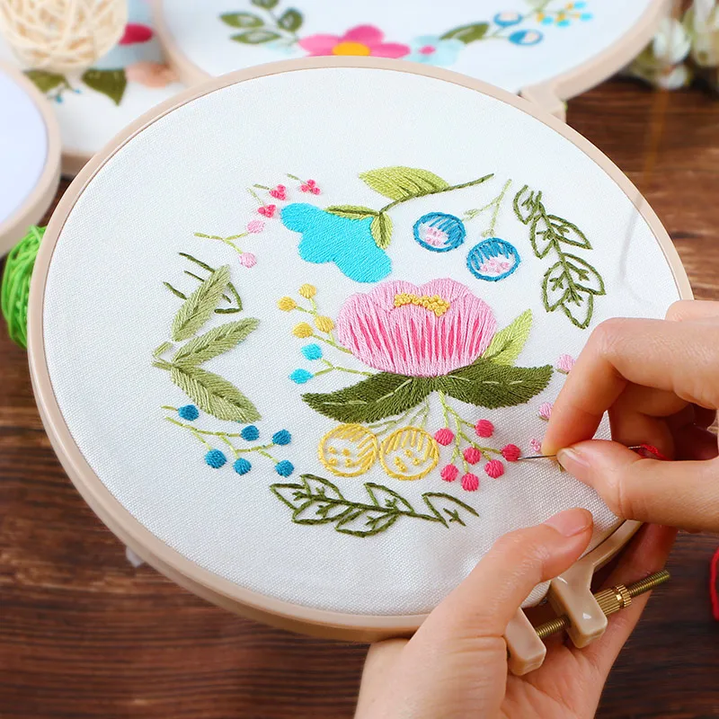 

3D Ribbon Embroidery Flower Hand Embroidery Hoop DIY Needlework Art Kits Sewing Painting Stitching Craft Gift Decor Unfinished