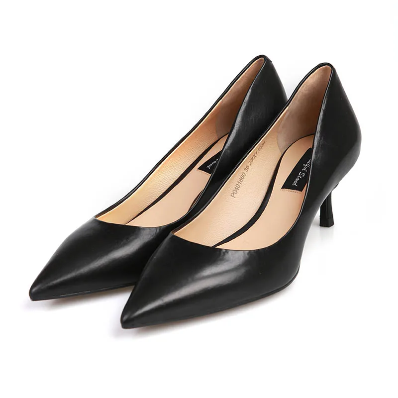Новые женские туфли на очень высоком каблуке; европейские размеры 34-39,5; женские туфли с острым носком; модные кожаные туфли на шпильке - Цвет: black