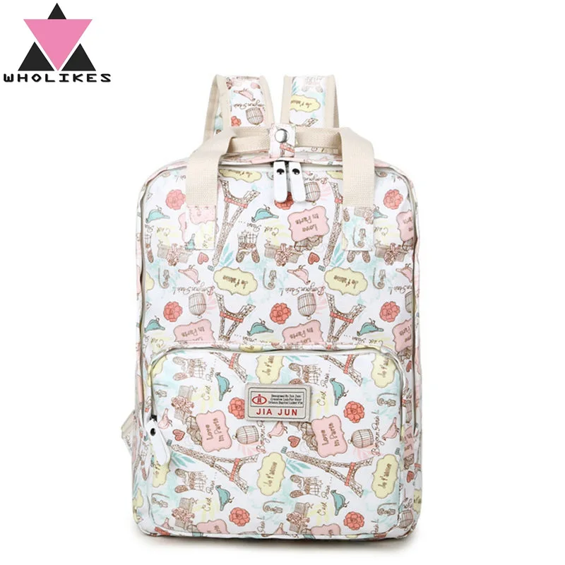 

2016 New Fashion Brand Multifunction Canvas Flowers School Backpack Teenagers Anime School bag Large Capacity Travel Backpack