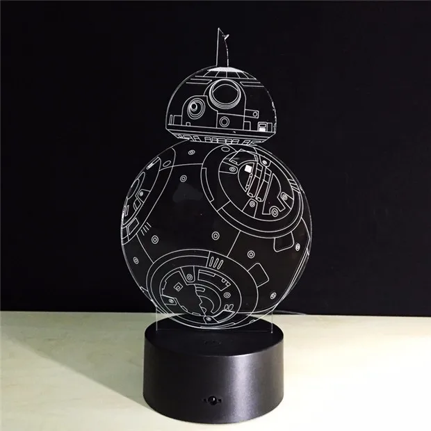 С принтом «Звездные войны» BB8 Sphero Droid 3D ночник BB-8 фигурка робота лампа-игрушка 7 цветов меняется дети подарок домашний декор Прямая