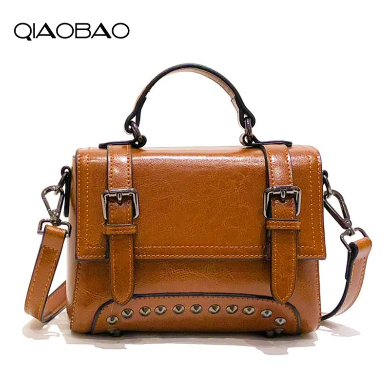 www.semadata.org : Buy QIAOBAO New 2018 Rivet Bag Cowhide leather handbags wholesale oil wax ...