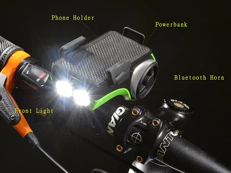 ROCKBROS, водонепроницаемый держатель для телефона на велосипед, Bluetooth, аудио, MP3 плеер, динамик, 4400 мА/ч, внешний аккумулятор, велосипедное кольцо, звонок, велосипедный светильник